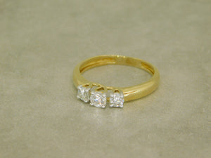 Ladies 3 Stone Yellow Gold Diamond Engagement Ring